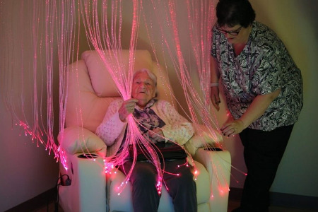 Woman using Snoezelen Multi-Sensory Room