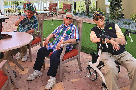 Residents relaxing in the courtyard