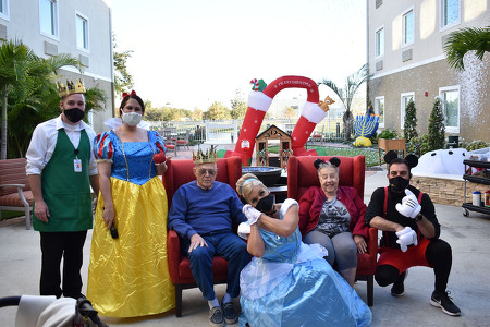 residents and employees in the courtyard 