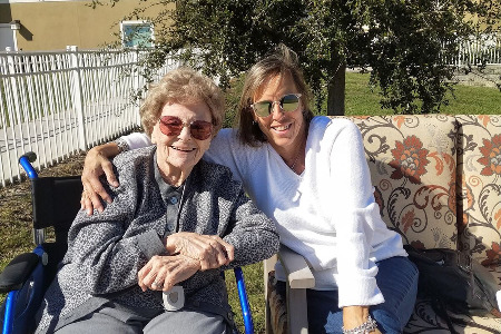 Resident enjoying outdoors with daughter