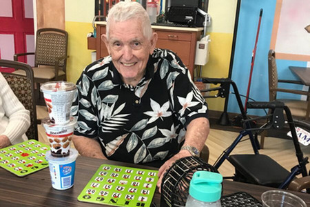 old man playing bingo