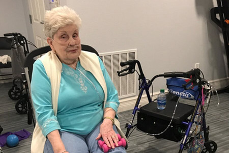 Resident Resting During Fitness Class