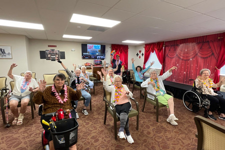 Senior women excercising