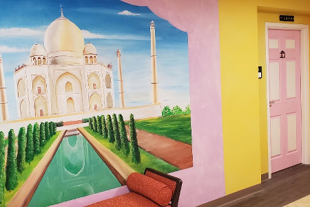 A mural of the Taj Mahal