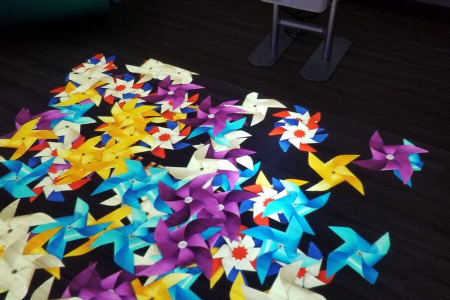 Interactive floor projector windmills 