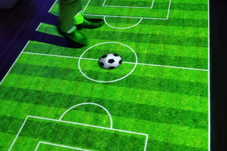 Interactive floor projector soccer field