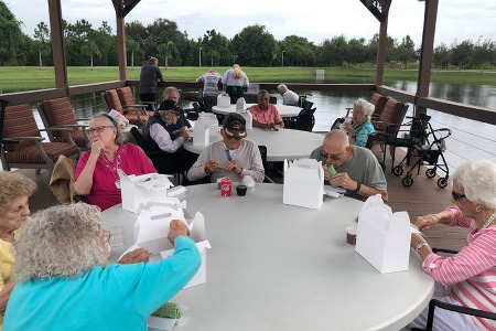 Seniors doing activities on the water